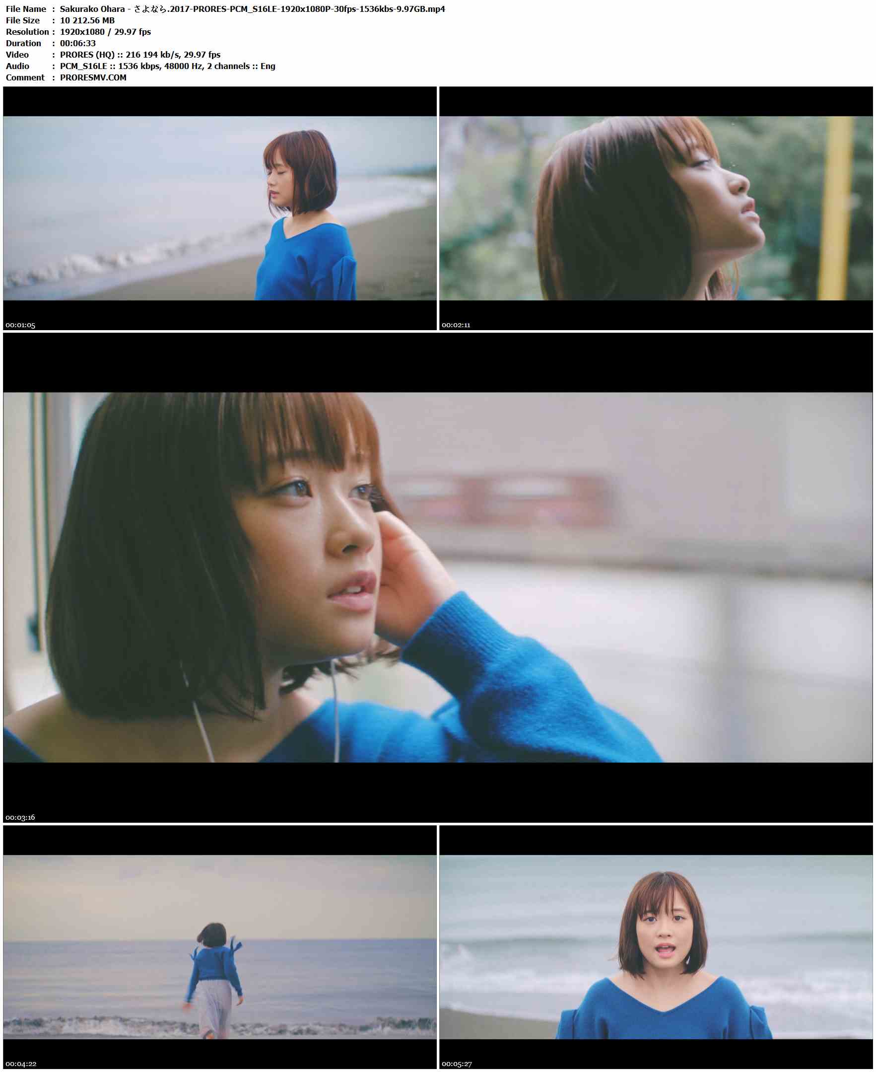 Sakurako Ohara - さよなら.2017-PRORES-PCM_S16LE-1920x1080P-30fps-1536kbs-9.97GB官方MV_高清MV